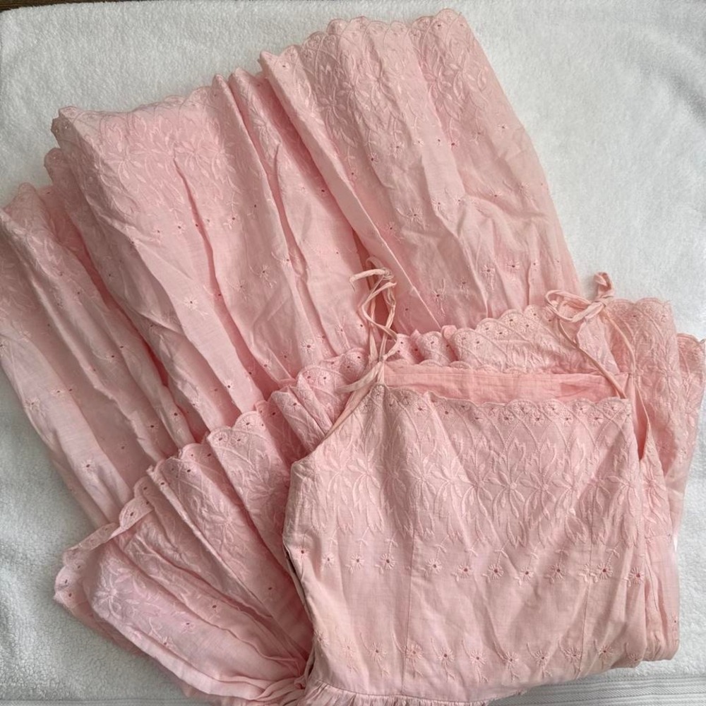 beautiful coquette hand sewn light pink baby shower or summer beach dress - Picture 2 of 4